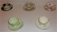 5 vintage tea cups & saucers w/ Japan.