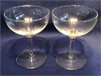 Six Assorted Vintage Clear Glass Champagne Saucers