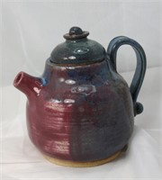 Signed Studio Art Handmade Pottery Teapot, Multi