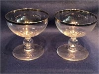 Champagne Saucers with Platinum-Tone Rims