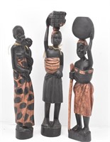 (3) African Tribal Hand Carved Wood Figurines