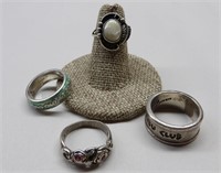 4 Sterling Silver Rings: Malibu, Mother of Pearl