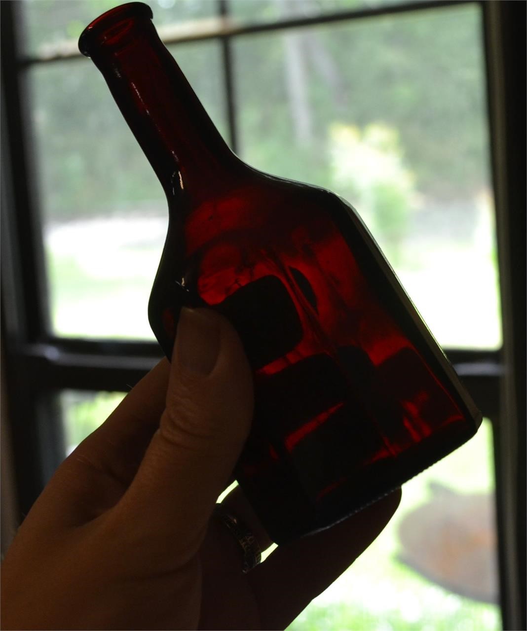 Ruby Glass Octagon Bottle