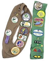 Vtg. Girl Scout Troop 154 Sashes w/ Patches & Pins