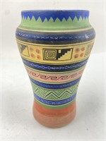 Vintage Mexican Tonala Aztec Vase 9"