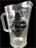 Tuborg Gold Skal Viking Glass Pitcher 9"