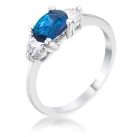 Oval 1.00ct Blue & White Sapphire 3-stone Ring