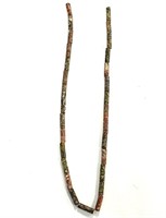 Natural 15" Strand Leopard Skin Jasper Tube Beads