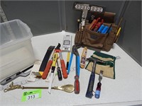 Assorted tools; tool organizer; shoe horn