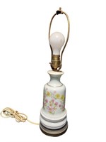 Elegant White Ceramic Lamp with Floral Design