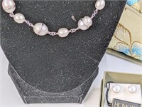 (2 PC) CULTURED PEARL NECKLACE & EARRINGS