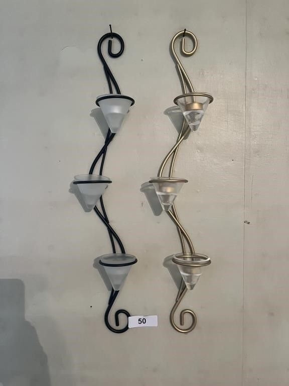 (2) 26" Metal Wall Hanging Candle Holder/Sconces