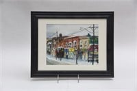 Original Watercolor Signed Artwork - City Street