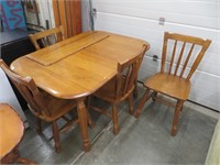 Maple table and four chairs 48x36", leaf is 12" W