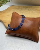 Blue Lapis Heart Shaped Stone Beaded Bracelet. 7