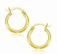 10k Gold Polished Hoop Earrings 15mm