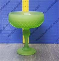Green Satin Glass Compote