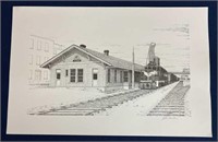 Elkin NC Pencil Sketch by John Furches, signed,
