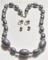 LAVENDAR BEAD NECKLACE WITH EARRINGS