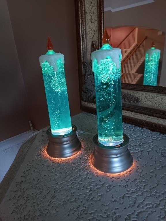Pair unusual lamps lights look like candles