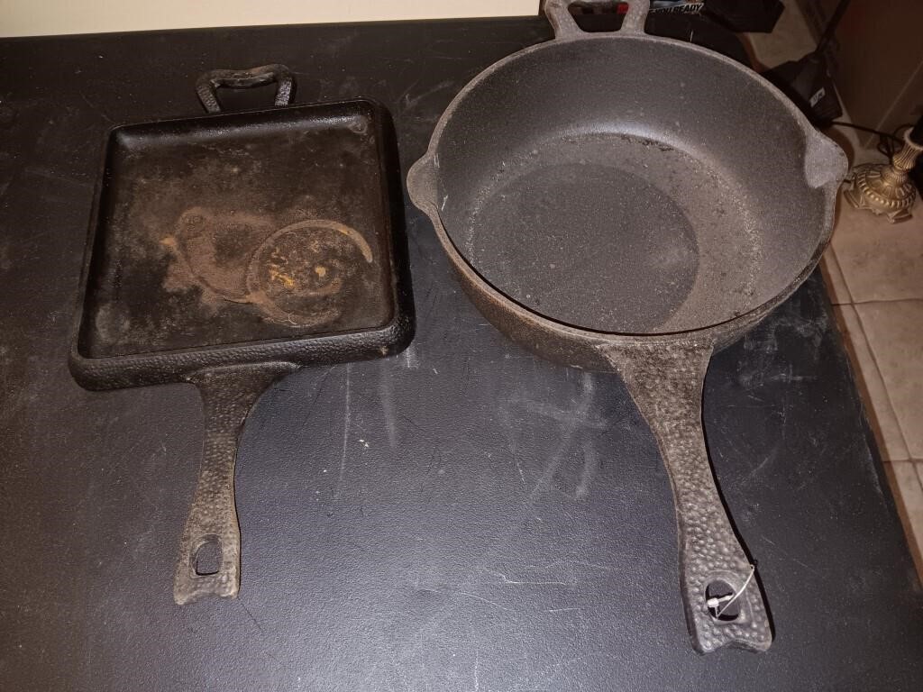 2 Paula Deen cast iron pot and PAN 11 and 12"