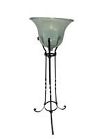 Plant stand with frosted glass bowl