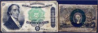 Lot of 2 1800s 50 cent fractional notes