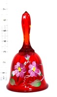Fenton red bell w/ flowers