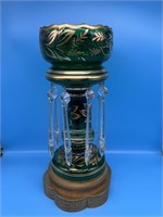 Antique Green Glass Luster With Gold Trim