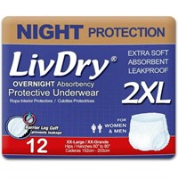 2XL (12 Count)  12-Pack LivDry Overnight Adult Dia