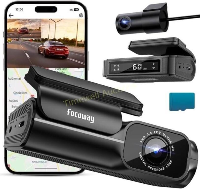 FOCUWAY Dash Cam 4K Front Rear GPS WiFi 160