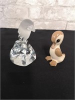 Szeiler Pottery duck and a bald eagle glass figure