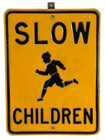 Vintage "Slow Children" Street Road Sign