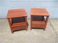 Pair of Matching End Tables with Drawer