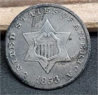 1853 Three Cent Silver, VF35