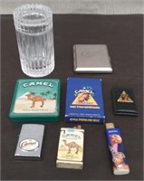 Tin Camel Items-Lighters (1 Zippo), Money Clip,