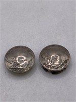 PAIR OF BUFFALO NICKEL BUTTON COVERS