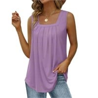 2XL  (Size 2XL) Tank Tops for Women Pleated Square