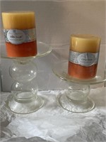 Glass Candleholder Set w/ Candles