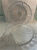 Set of Glass Shell Shaped Serving Platter &
