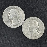 1940 & 1941-D Washington Silver Quarters