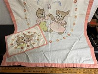 Vintage baby blanket lot. Embroidered.