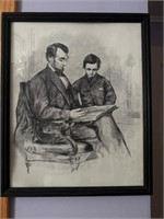 Abe Lincoln with child framed print