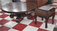 Neat low pine game coffee table rotating top stool