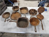 Rusted Cast Iron Skillets, Tortilla Press, Comal