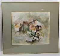 Framed, Signed Watercolor Painting From Africa