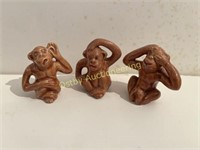 Rare Miniature 3 Monkey Set - Hear, See,