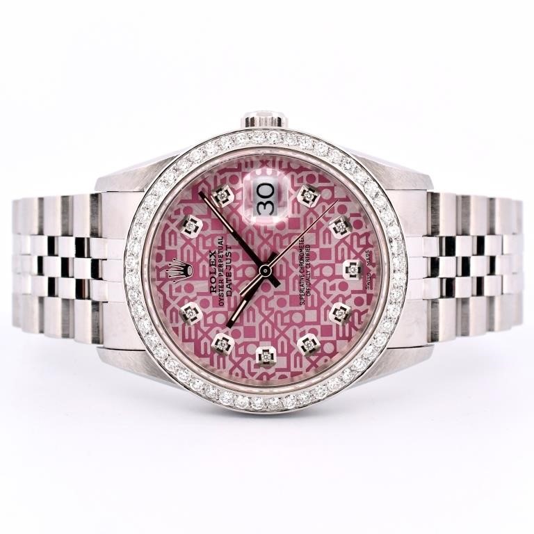 Rolex DateJust SS Pink Jubilee 1.50ct Dia 36 Watch