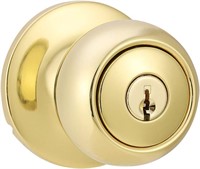 Exterior Door Knob With Lock, Polished Brass