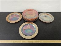 (10) Marigold Carnival Glass Divided Plates